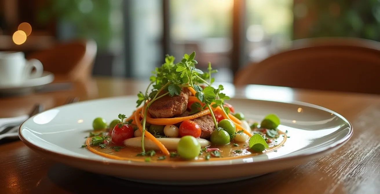 Table élégante avec des plats sains et gourmands dans un cadre de luxe, prêt pour une journée sportive